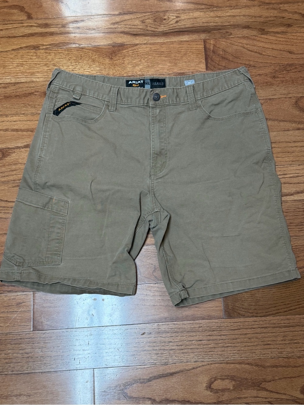 Ariat Mens Shorts Rebar Field Khaki Made Tough Flex Canvas M4 Work Chore Size 36